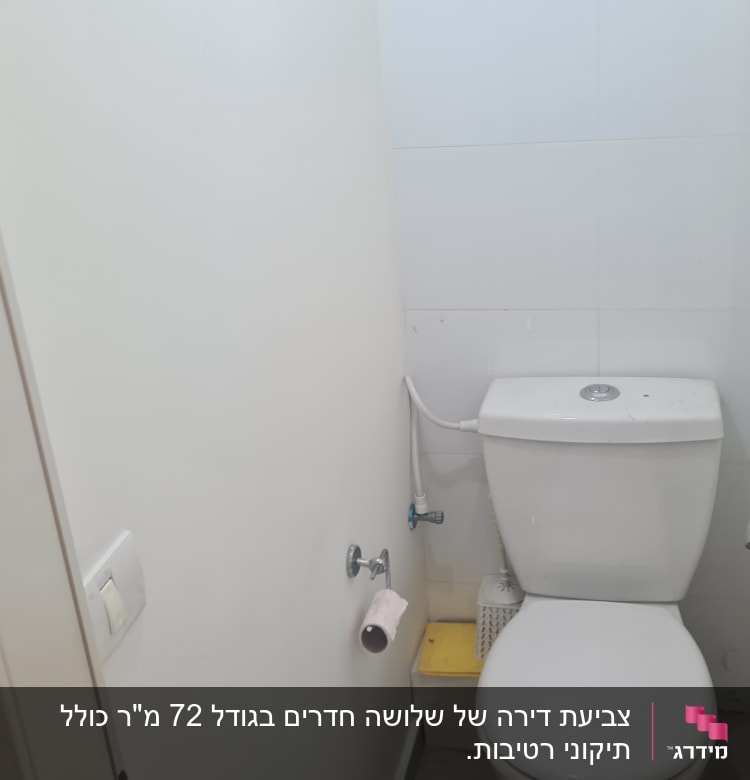 חדר שירותים עם אסלה ודלת פתוחה